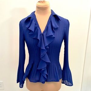 Sunny leigh bell sleeve pleated ruffle blouse